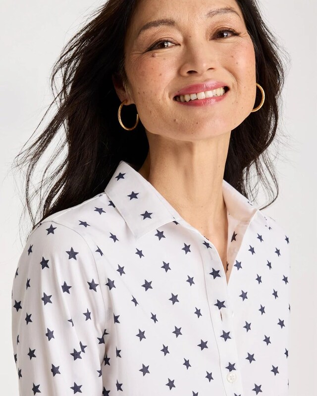 No Iron Stretch Jacquard Stars Shirt - image 4